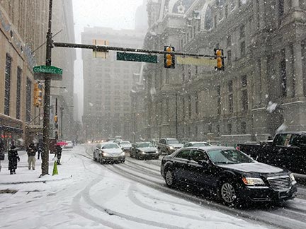 Snowstorm in Philadelphia.
