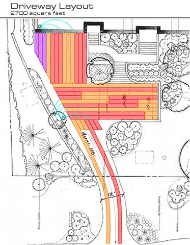 Sample layout of a radiant heated driveway system.